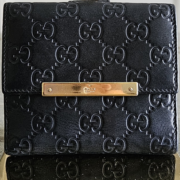 Gucci Guccima Black Leather Wallet with GG Monogram and Gold-Tone Detail - Picture 17 of 17